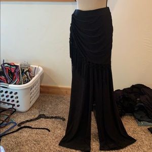 Pants   With attached waist skirt with fringe